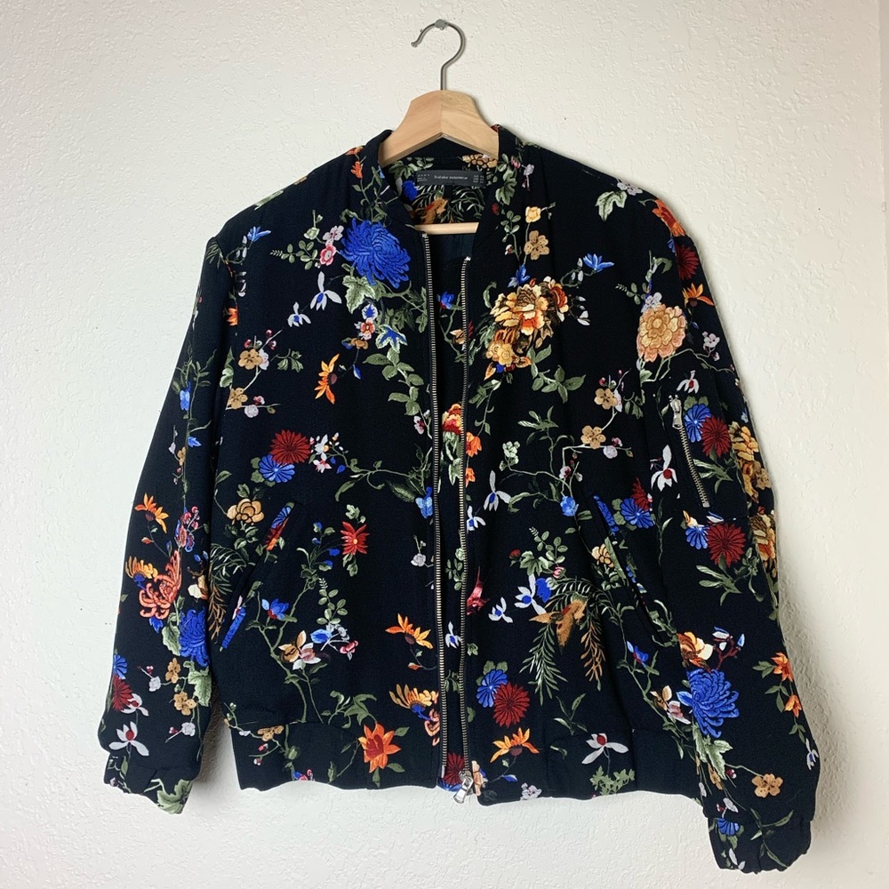 ZARA Floral Bomber Jacket